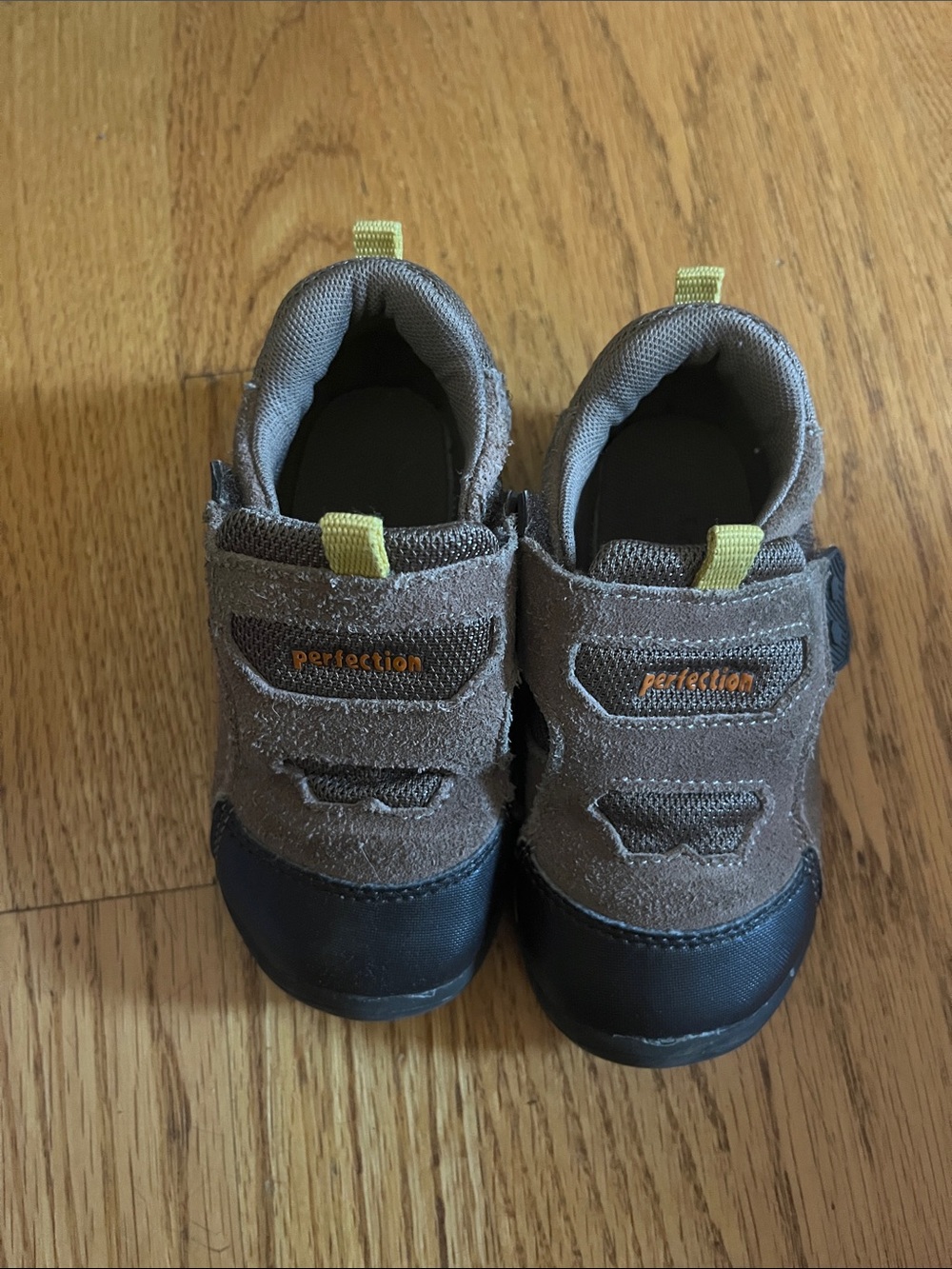 Perfection Kids Brown and Black Sneakers with Yellow Tabs